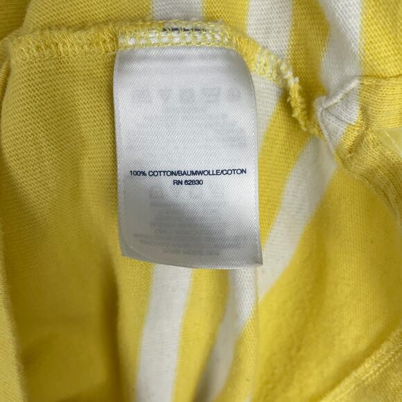 Vintage Lands End Rugby Yellow White Striped Long Sleeve Shirt Preppy SZ L 14/16 - Picture 7 of 8